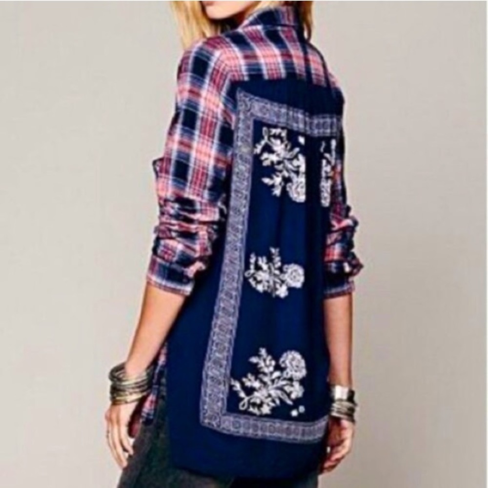 Free People Natural Behind The Flannel Button Down